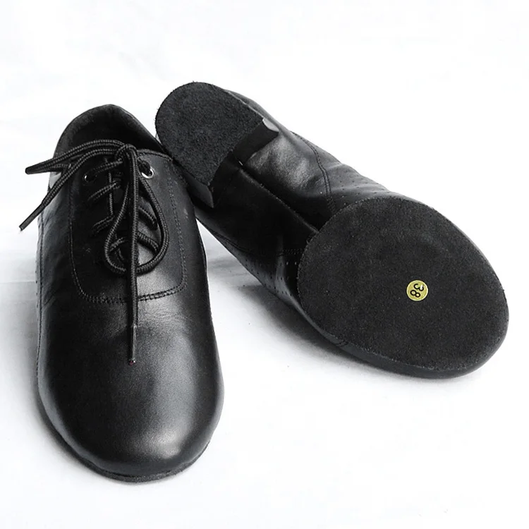 Черные туфли из мягкой кожи для латинских танцев Мужская танцевальная обувь