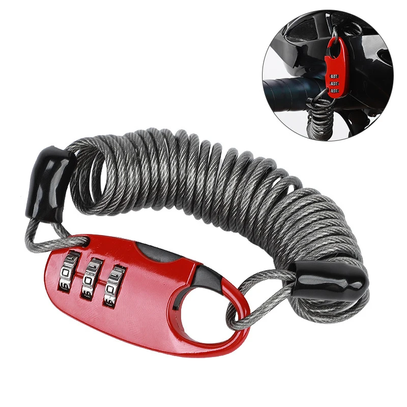 

Bike Anti-theft Helmet Lock Cable Elastic Stretch Bicycle Password Lock For Outdoor Backpack Motorcycle Cycle Lock Accessories