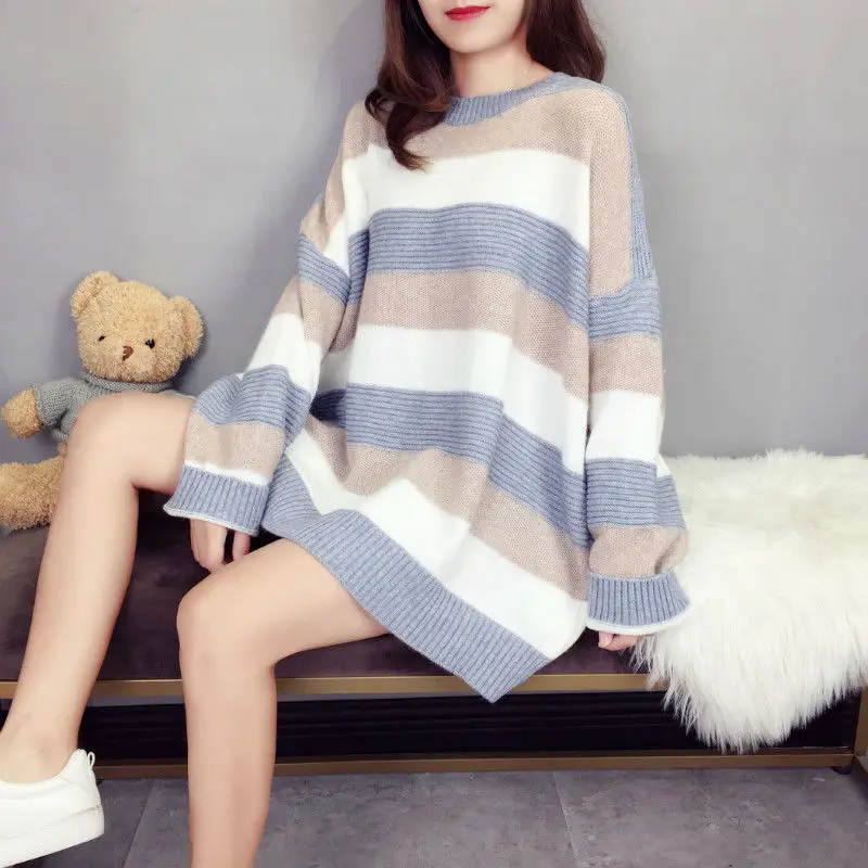 

2021 Autumn And Winter New Women's Pullover Sweater Korean Version Of Lazy Loose Bottoming Sweater Shirt