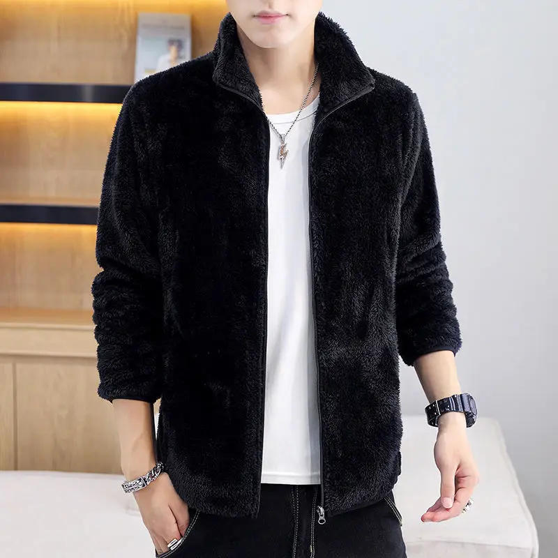 2022 New Warm Men's Coat Trend Shopping fleece Coral Winter Jackets Version Slim Men's Casual Fleece Jacket Male Clothes 4xl