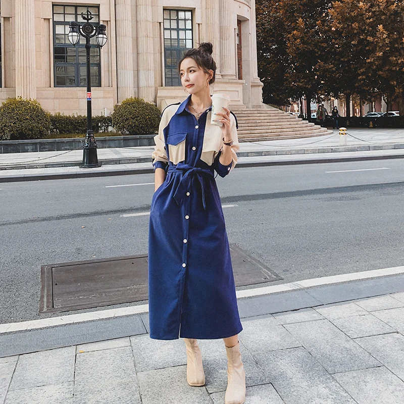 

NSMW MI Women Dress French 2021 New Spring Autumn Waist Thin Fashion Casual Platycodon Blouse Long Female Skirt L7