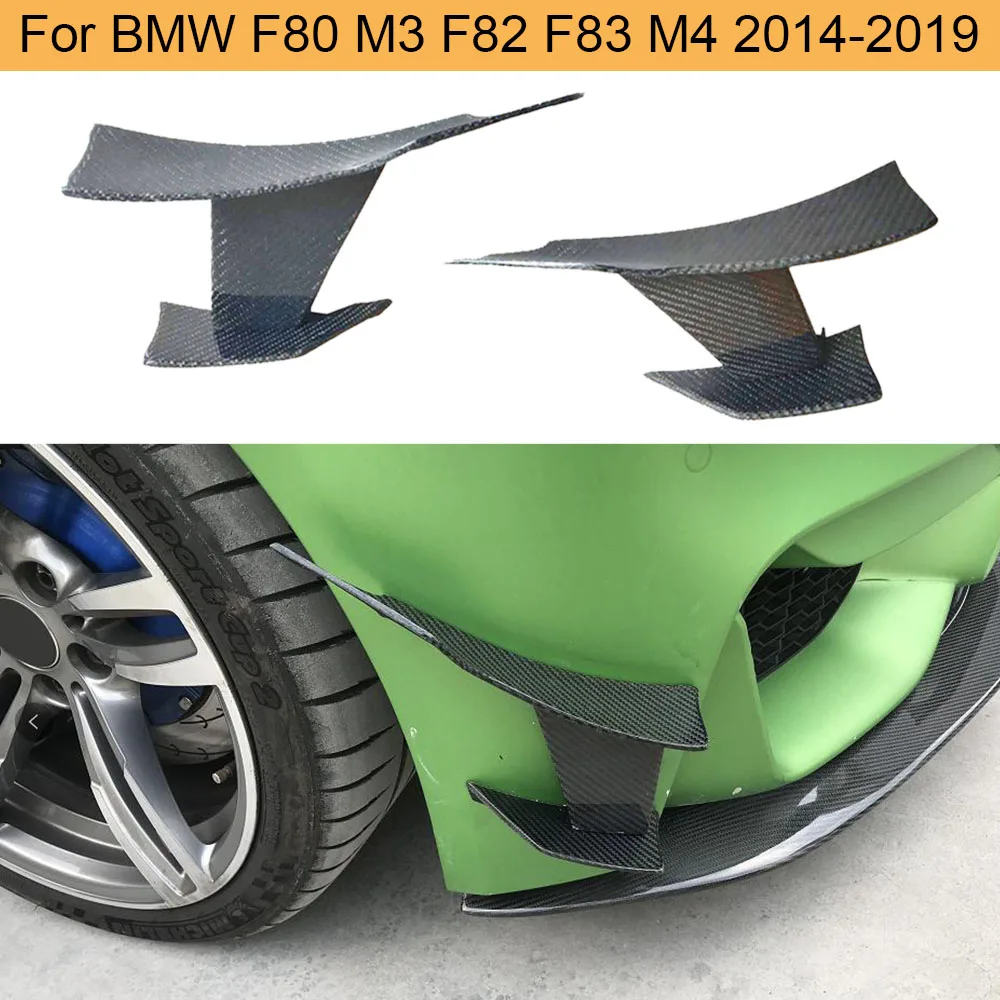 Aletas laterales del parachoques delantero del coche, accesorio de fibra de carbono para BMW F80, M3, F82, F83, M4, 2014-2018, ABS