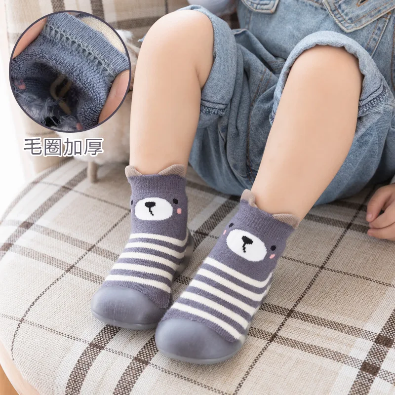 

Autumn Winter Cute Cartoon Warm Baby Foot Socks Infant Toddler First Walkers Baby Booties