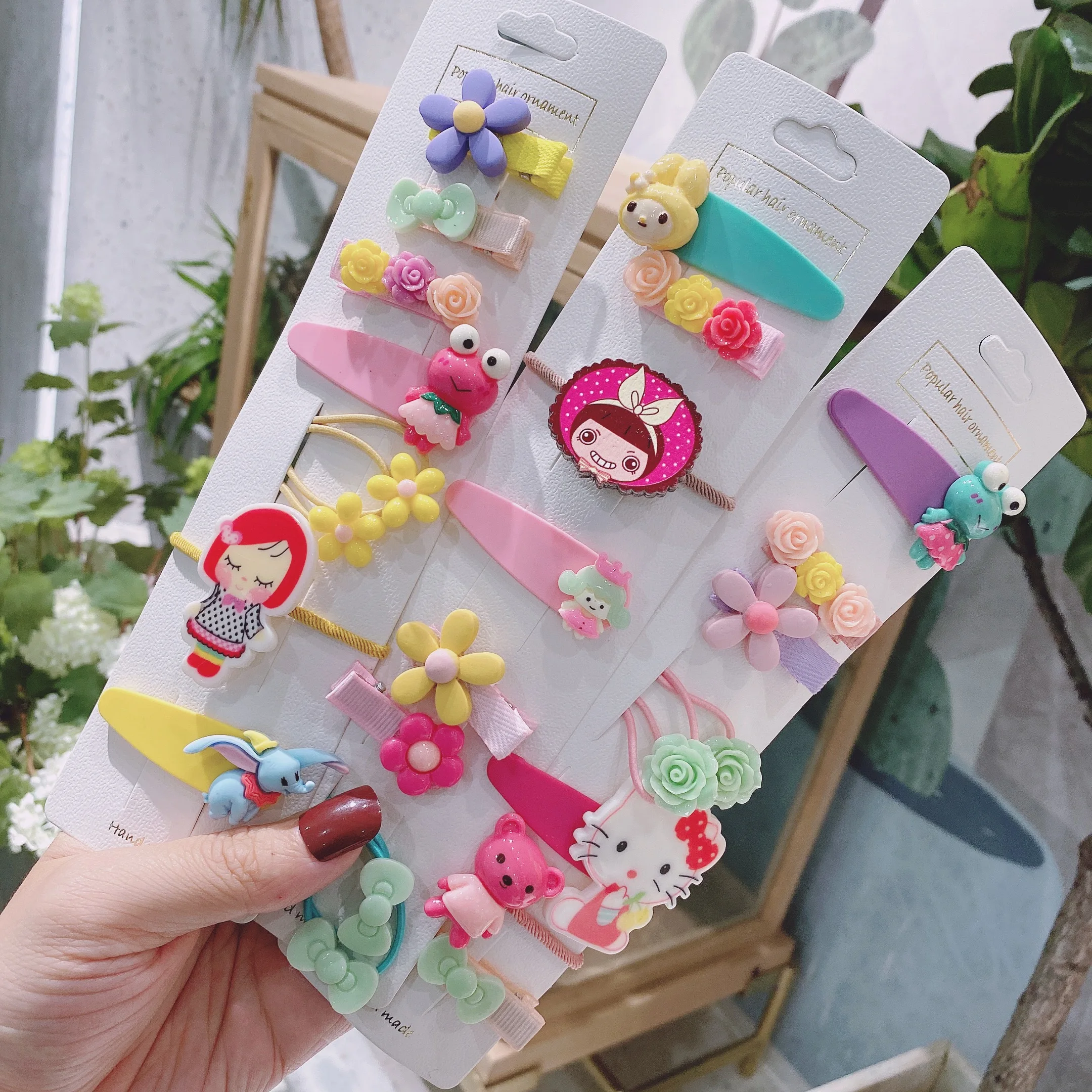 

8/5Pcs/Set girls accessories hair ornament cartoon acrylic pattern lovely shape hair circle children's headdress