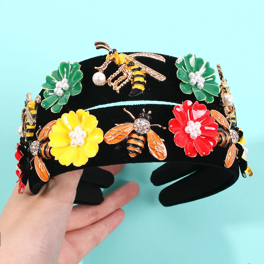 Новинка 2019 черная бархатная повязка на голову ручной работы обруч для волос с