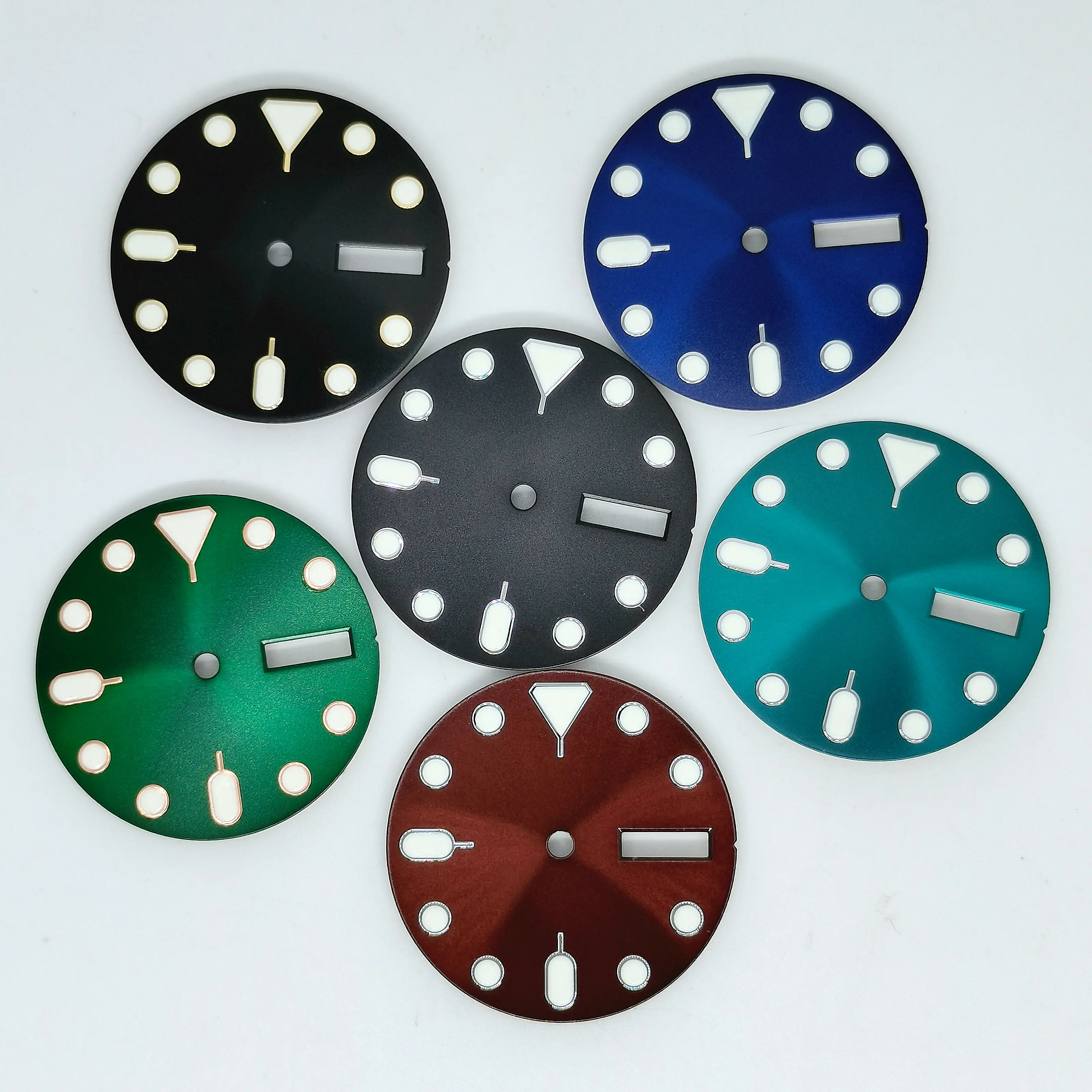 Watch Parts 28.5MM Dial Blue Luminous 3H And 4H Date Fit NH36 Automatic  Movement