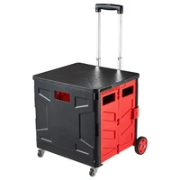 shopping cart portable folding rolling crate handcart with durable heavy duty grocery bag rotate wheels for travel moving