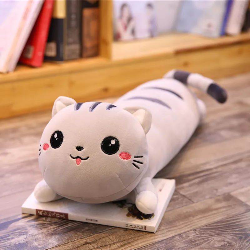 Серый Милая длинная кукла кошки плюшевый Кот игрушечный диван подушка чучело кошка игрушка мягкая большая кукла Дети девочка подарок на день Святого Валентина - Цвет: Серый