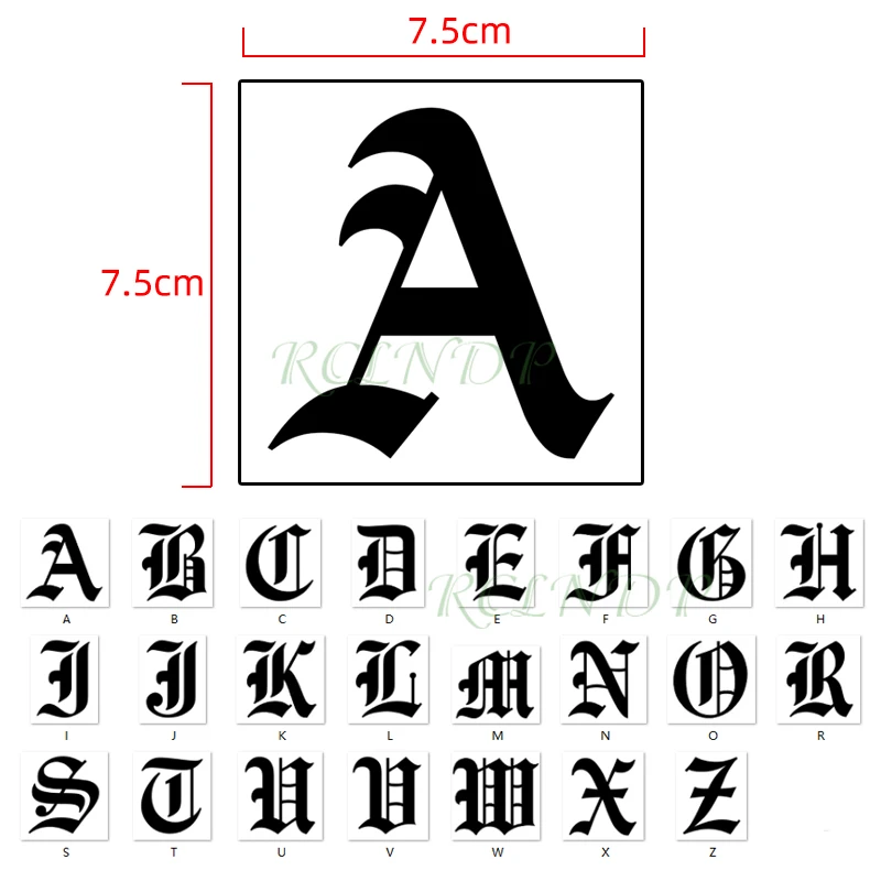 Водостойкая Временная тату-наклейка буквы английского алфавита от A до Z