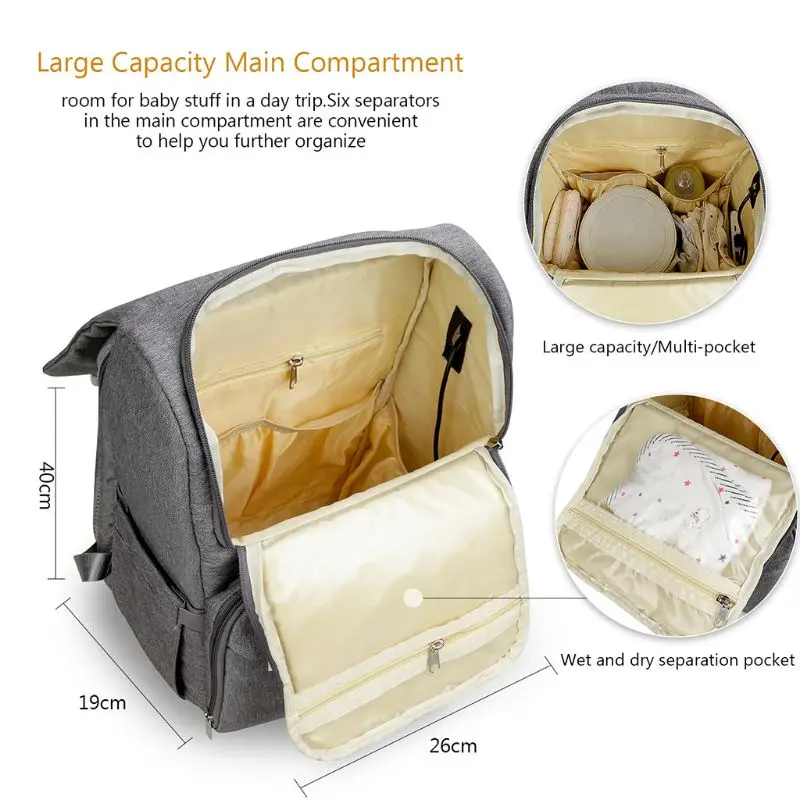 

Baby Diaper Backback Large Capacity Mummy Nappy Bag Multifunctional Daypack with USB Charging Port Changing Pad Stroller