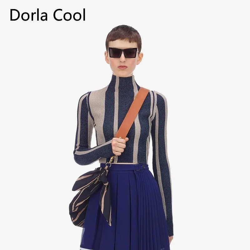 Уличные женские свитера в полоску трикотажные джемперы с автопортретом короткие