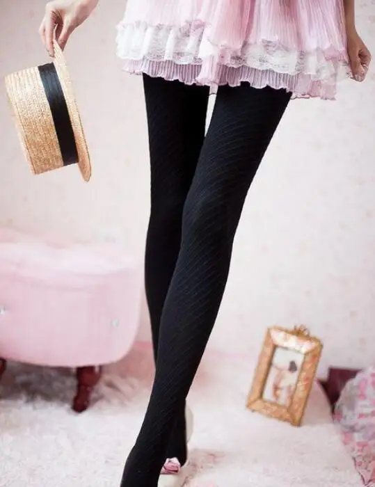 M w016 Black VISNXGI женские новые весенние колготки полосатые колготки 120D толстые теплые бархатные не прозрачные колготки высокие эластичные сексуальные чулки - Цвет: M w016 Black