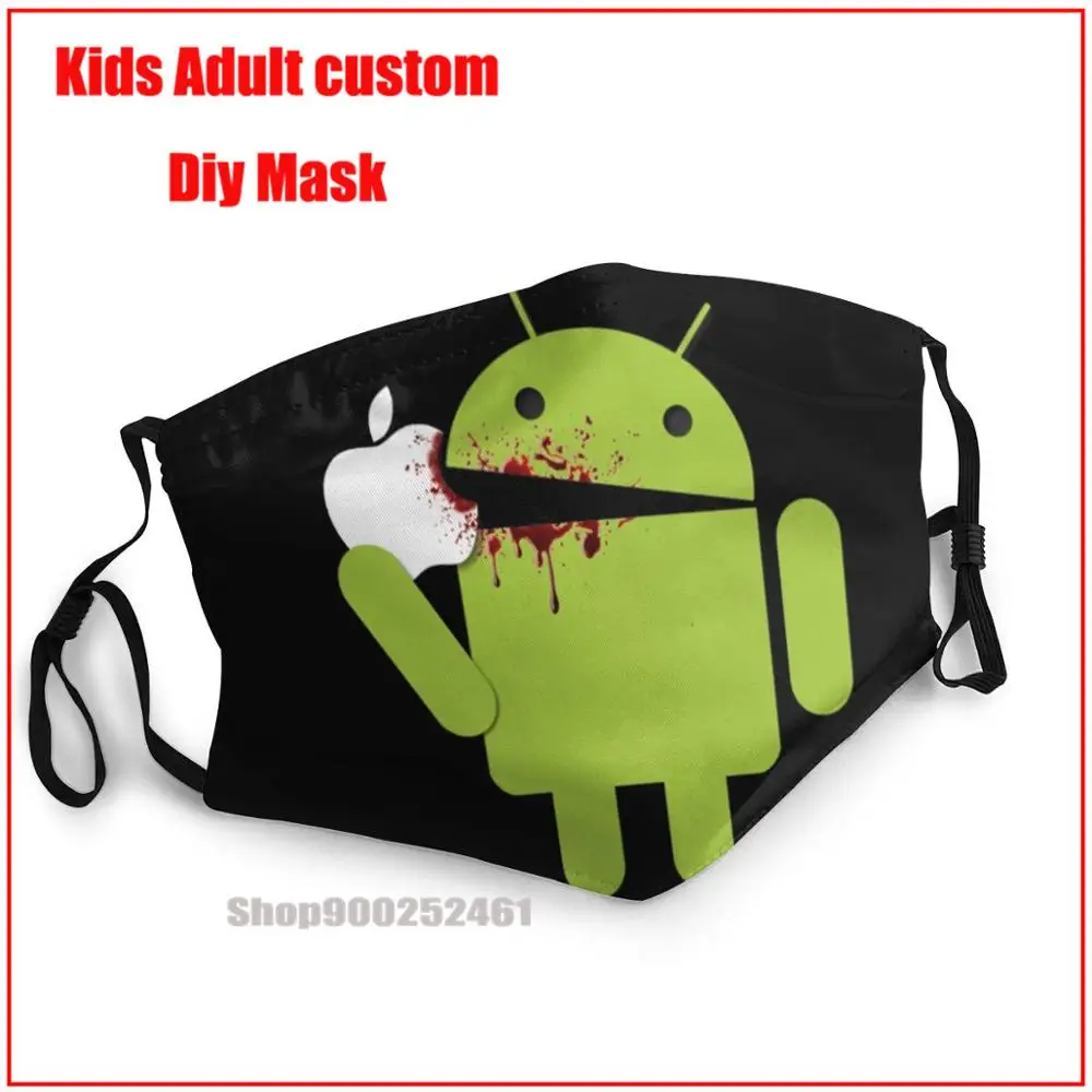 

Android Eating Apple DIY mask for face fashion washable reusable face mask kids mask pm2.5 funny pattem print grimace ghost