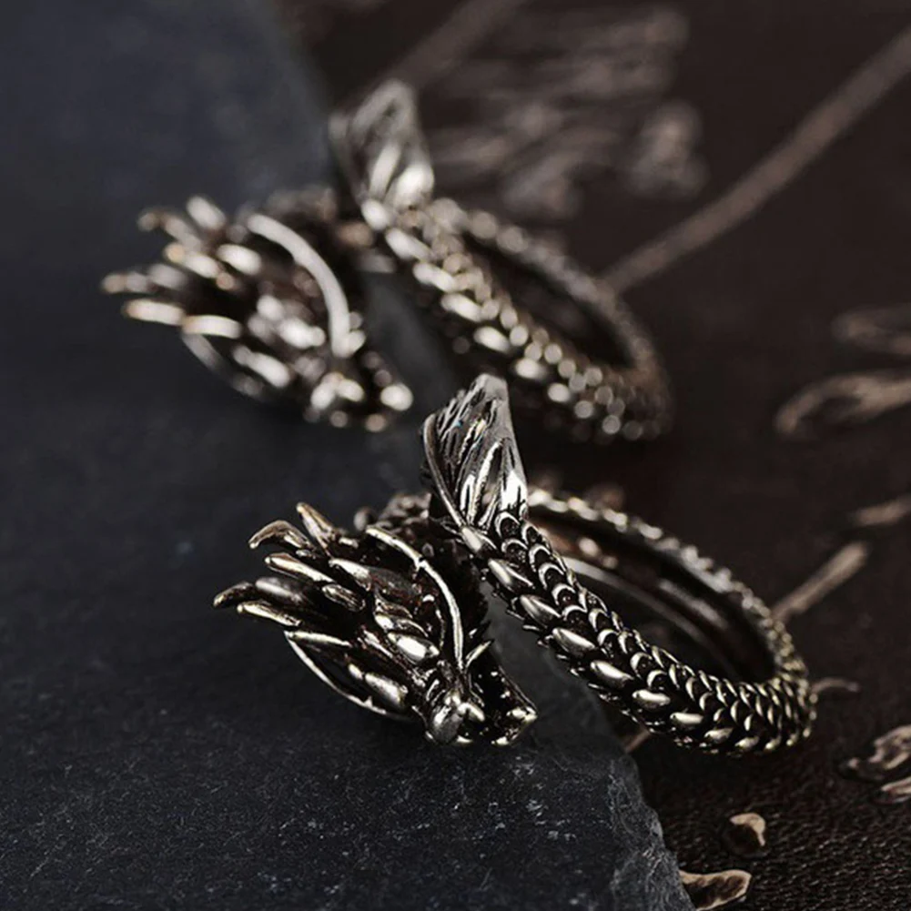 Унисекс Ретро ювелирные аксессуары Дракон узор изысканный открытый медь Fabala