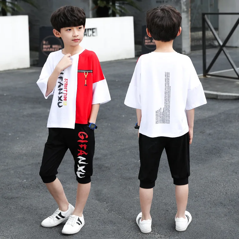 Детская одежда для мальчиков летняя хлопковая подростков повседневный костюм