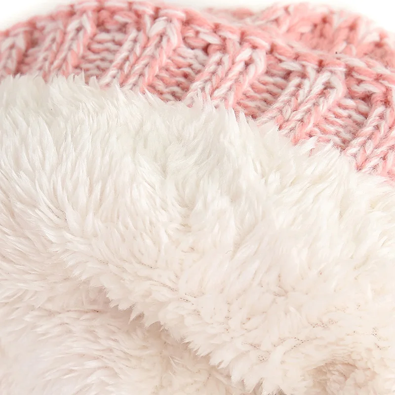 

Winter's Set Hat Scarf Kids Warm Caps New Hot Thick Plus Velvet Hat For Girls Boys and Scarf Sets Mix Colors Knitted Beanies