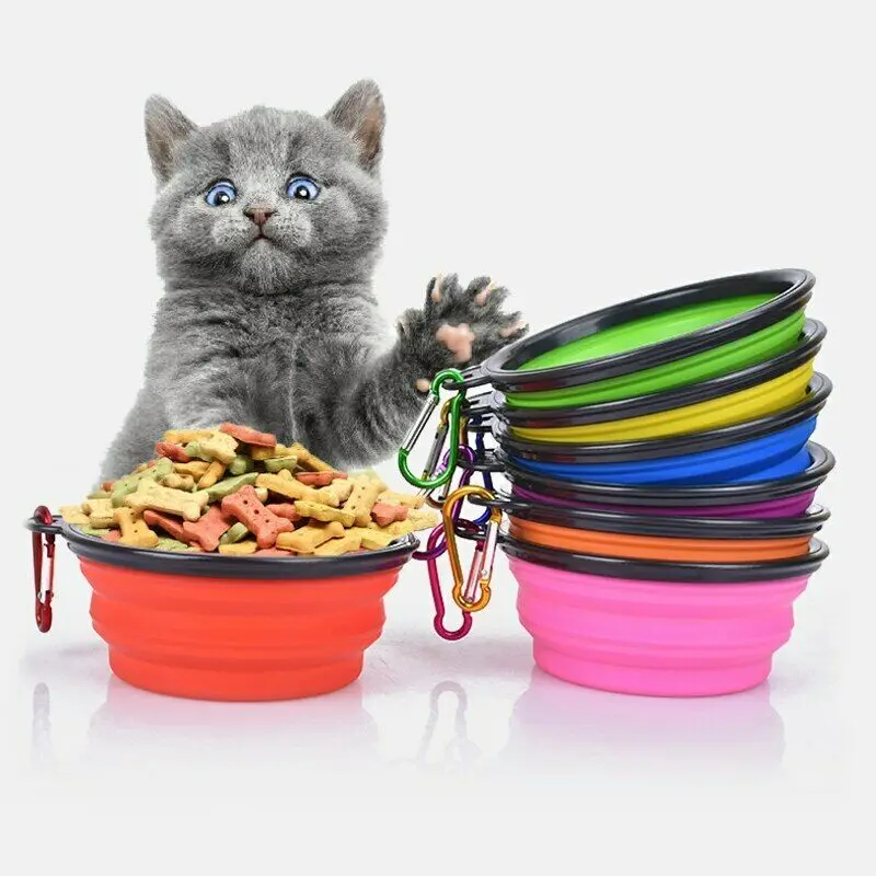 

Pet Silica Gel Bowl Dog Cat Collapsible Silicone Dow Bowl Candy Color Outdoor Travel Portable Puppy Food Container Feeder Dish