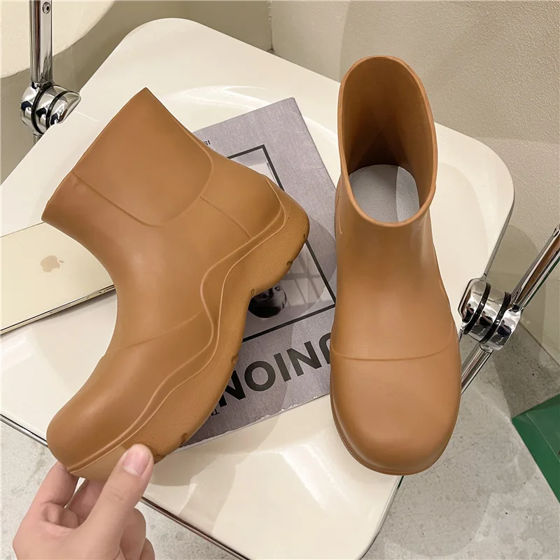 New Style Big Head Ankle Boots EVA FashionWomen's Shoes Non-Slip Increased Thick-Soled Rain Boots Thick-Soled Martin Short Boots