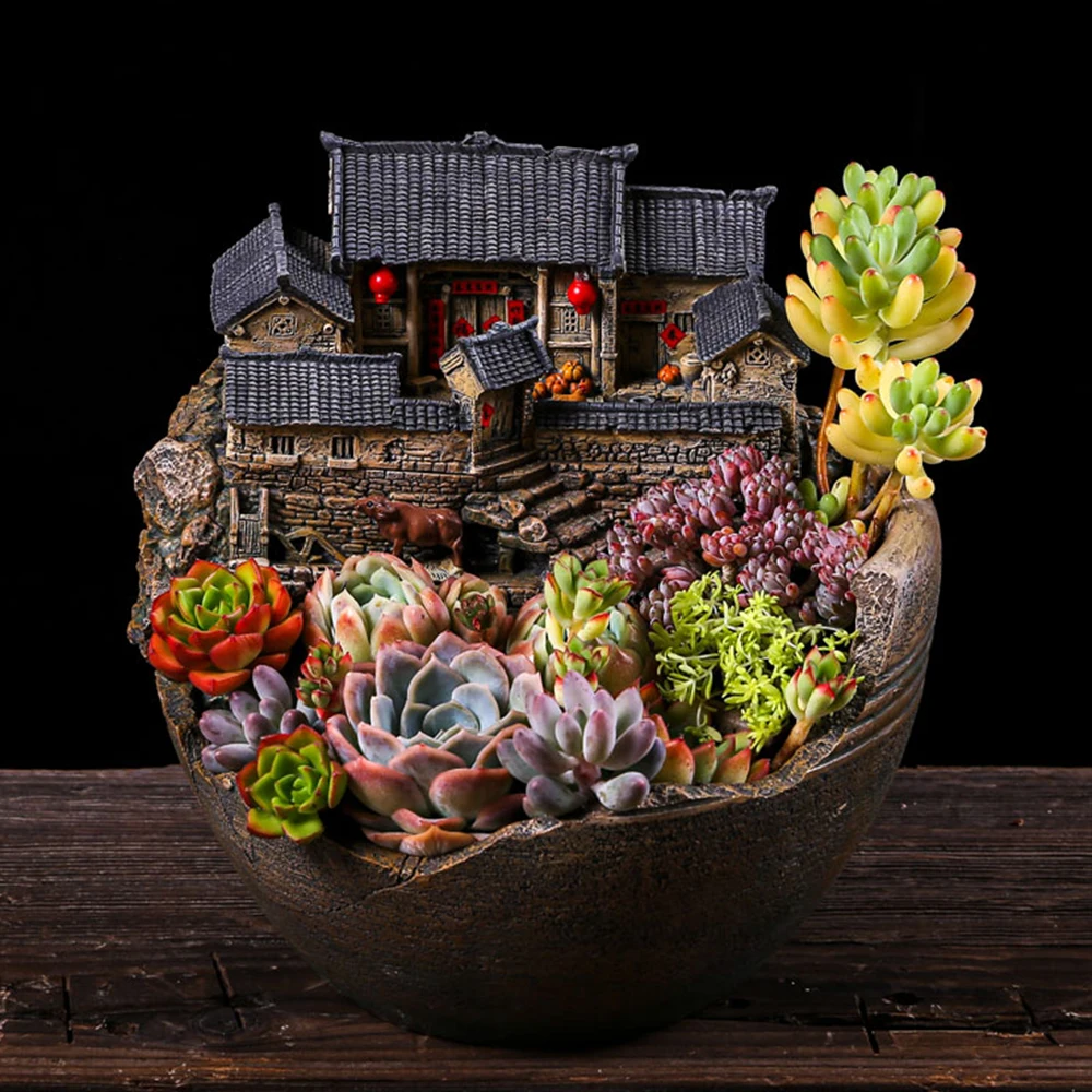 

Китайский Старый Стиль сельской местности строительное проектирование смолы горшечные растения горшок для дома, отеля, ручной работы бонс...