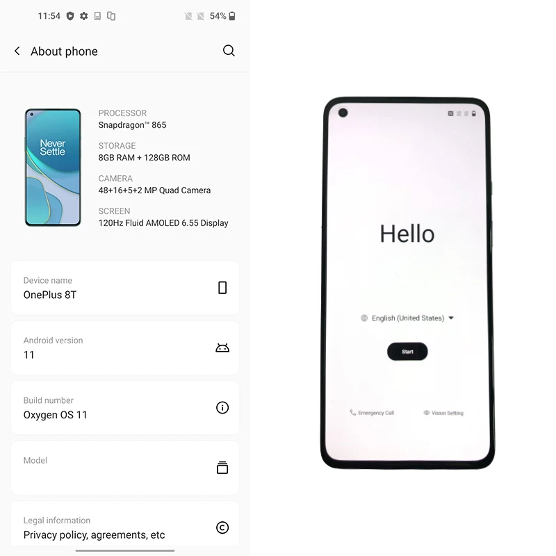 Глобальная прошивка OnePlus 8 T официального магазина Carter's Snapdragon 865 5G смартфон 12 Гб