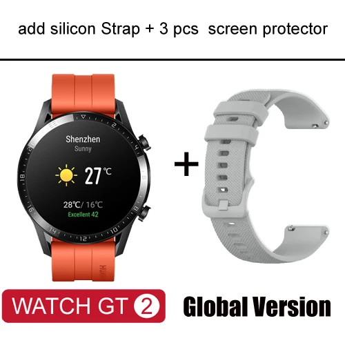 Orange add strap Умные часы Huawei Watch GT 2, Bluetooth 5,1, умные часы, кислород крови, 14 дней, телефонный звонок, частота сердечных сокращений для Android iOS - Цвет: Orange add strap