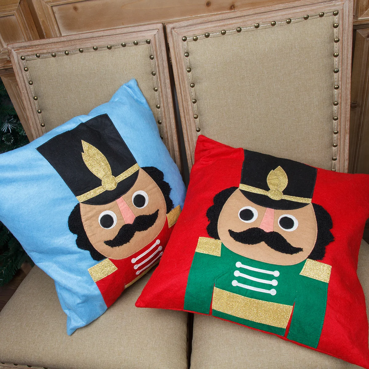 

New Year Christmas Decor for Home Furnishing Walnut Soldier Square Pillowcase 45x45cm Christmas Ornaments Adornos De Navidad