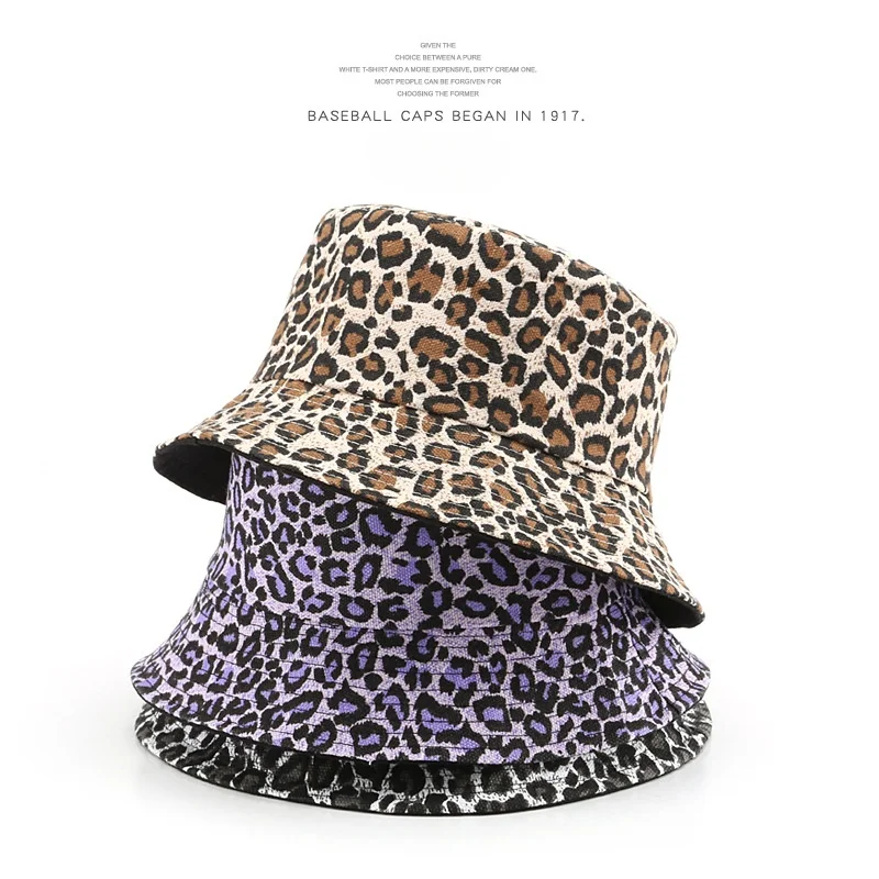 SLECKTON 2021 Summer Bucket Hats for Women Leopard Print Fisherman's Hats Girls Panama Hat Casual Outdoor Travel Hats Visors Cap