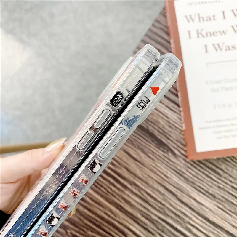 

Cute Pugs Dog Phone Case for iPhone 11 12 Pro Max Mini X XR XS Max 7 8 Plus SE 2020 Shar Pei Clear Soft TPU Silicon Back Cover