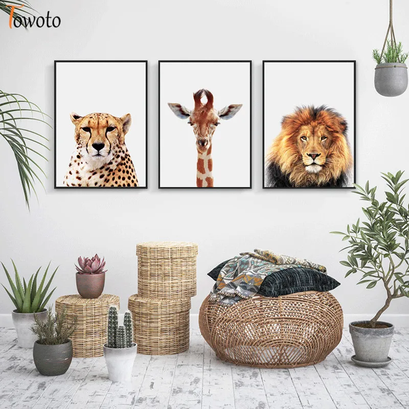 Картина на холсте с изображением диких животных жирафа зебры|Рисование и