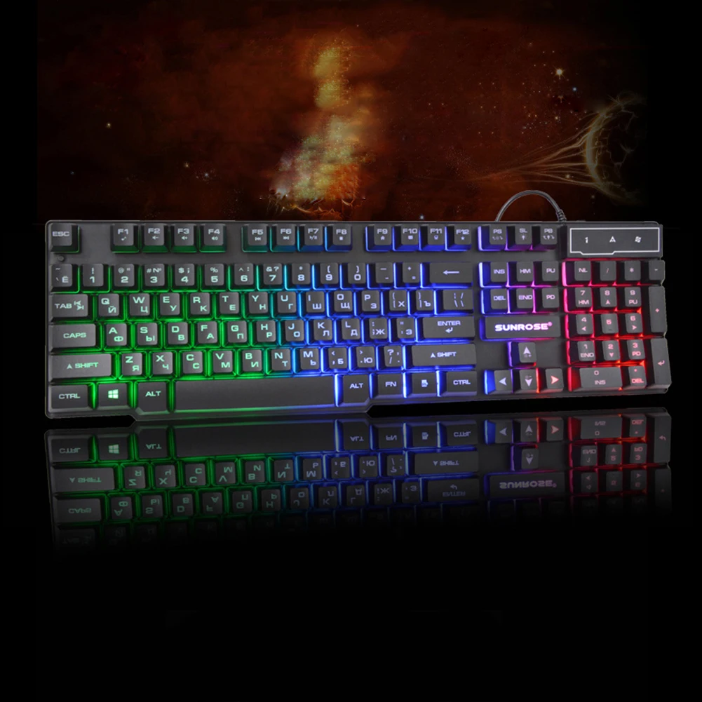 Проводная Механическая игровая клавиатура с русской USB подсветкой для ПК