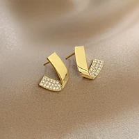 newest boutique earrings for women micro insert zircon geometric gold stud earrings wedding ear decoration jewelry 2021