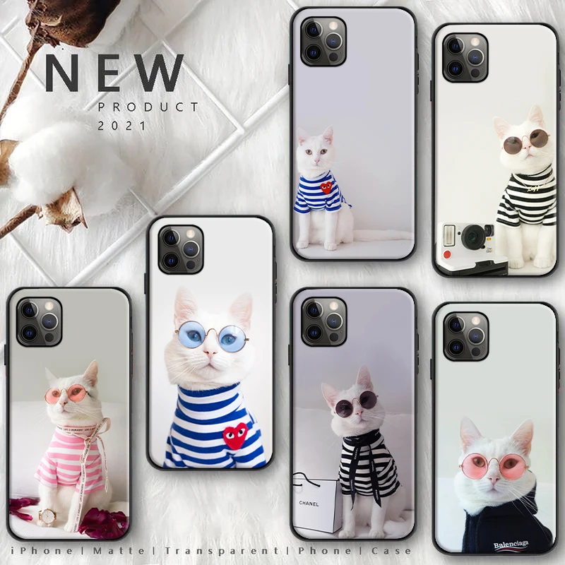 

Phone Case For iPhone 11 12 Mini Pro X XR XS Max SE 2020 6 6S 7 8 Plus coque Soft touch TPU silicon Cute cartoon animal cat