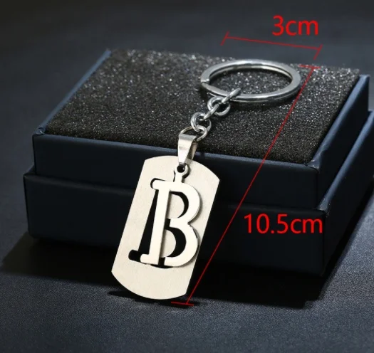 

New DIY A-Z Letters Double-deck Key Chain Stainless Steel Keychain Car Key Ring Simple Letter Name Key Holder Party Gift Jewelry