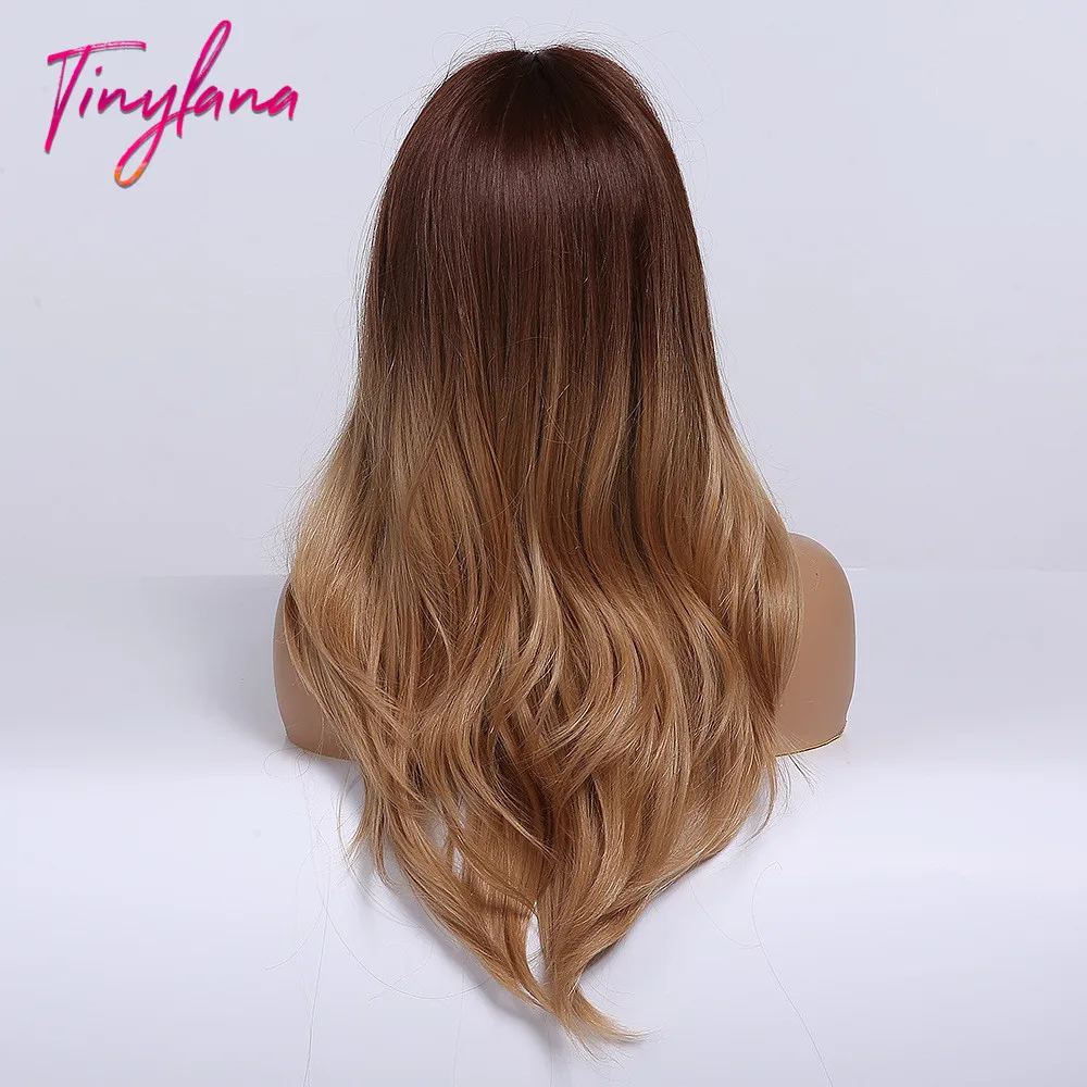 Женские Супер Длинные Синтетические парики TINY LANA коричневого цвета средняя