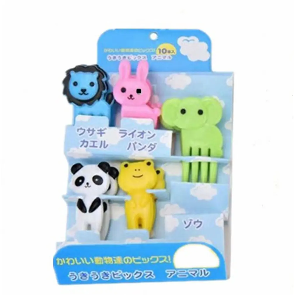 

10pcs Random Creative Plastics Animal Cute Mini Bento Fork Cute Mini Children's Fruit Fork Heat-resisting Bento Decoration Fork