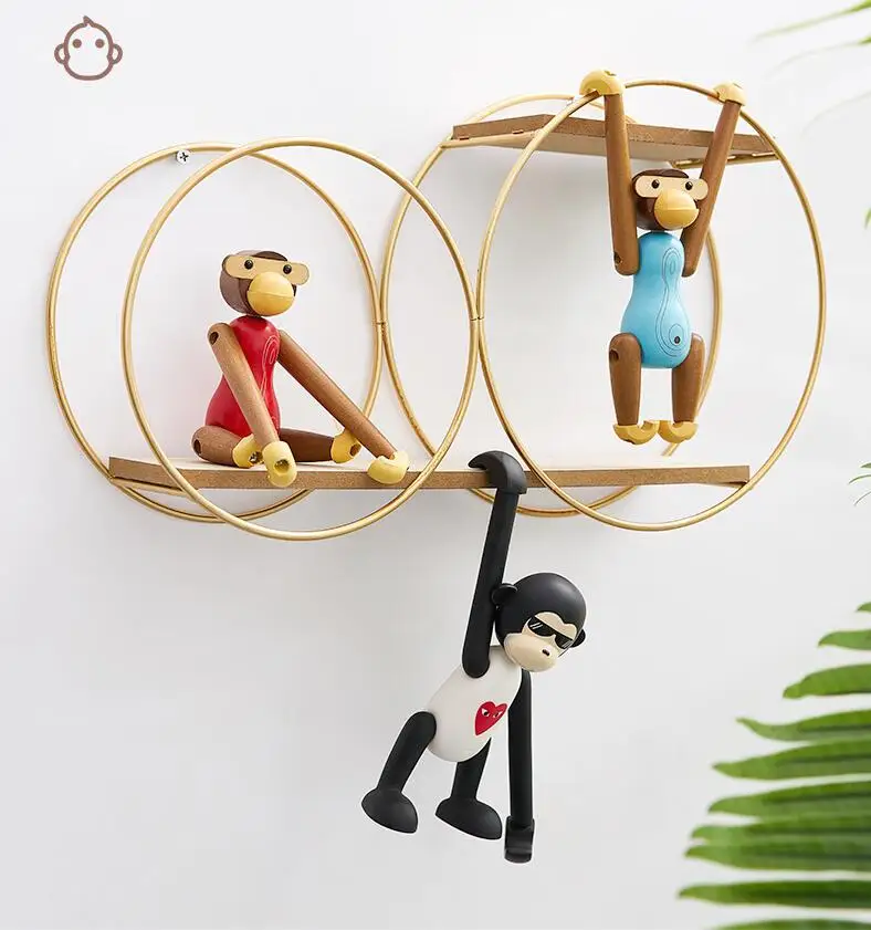 Современные милые Креативные Висячие деревянные обезьяны + виниловые украшения