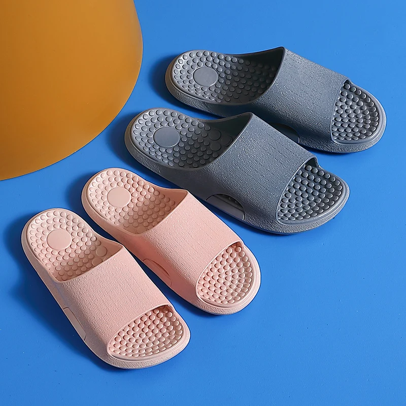 

Women Summer Soft Sole Flat Slides Indoor Bathroom Slippers Eva Anti-Slip Couples Home Floor Slides Men Summer Massage Shoes