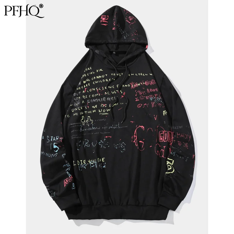 

Мужской пуловер с капюшоном и надписью, в стиле Харадзюку