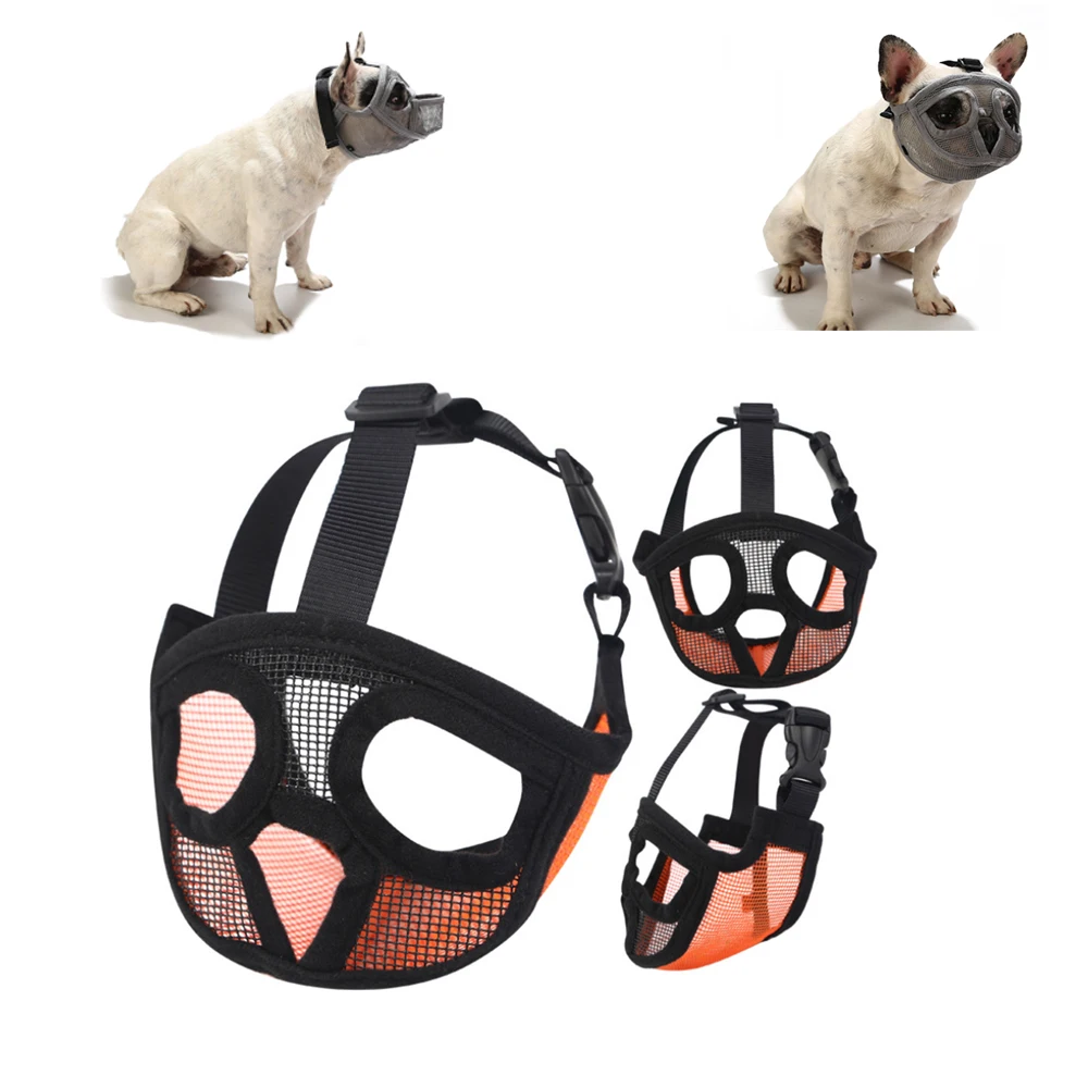 Маска для питомца регулируемая дышащая сетчатая против лая французского