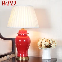 wpd ceramic table light brass red contemporary luxury desk lamp led for home bedside bedroom
