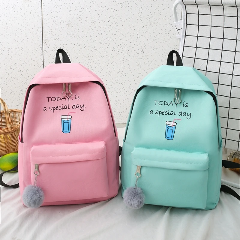 

4 Pcs Sets Canvas Schoolbags For Teenage Girls Female Children Shoulder Bags New Trend FemaleBackpack Fashion Women Backpack