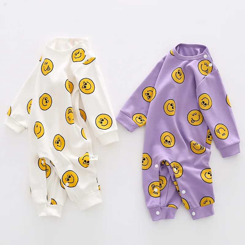 

New Born Baby Clothes Baby Romper Kids Cotton Long Sleeves Jumpsuit Costume Baby Boy Baby Onesie 2021 Winter Wear Smile Face