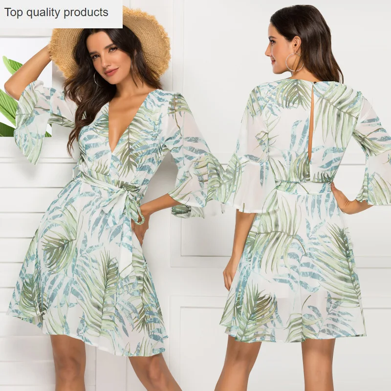 2020 летнее платье модное повседневное темпераментное с принтом сексуальное