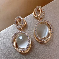 womens earrings korean style s925 silve needle cats eye earrings net red bling zircon stone stud earrings statement earrings