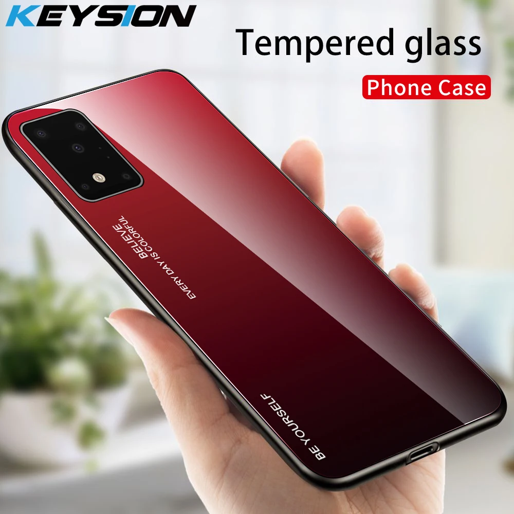 KEYSION Gradient Glass Case for Samsung Galaxy S20 Ultra S10 Plus S9 Note 10 Phone Cover A71 A51 A70 A50S A20 M30S |