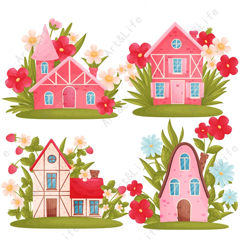 

Garden House with Flowers Stencils Hot New Metal Cutting Dies for Making Scrapbook Album Birthday Paper Cards Embossing Cut Die