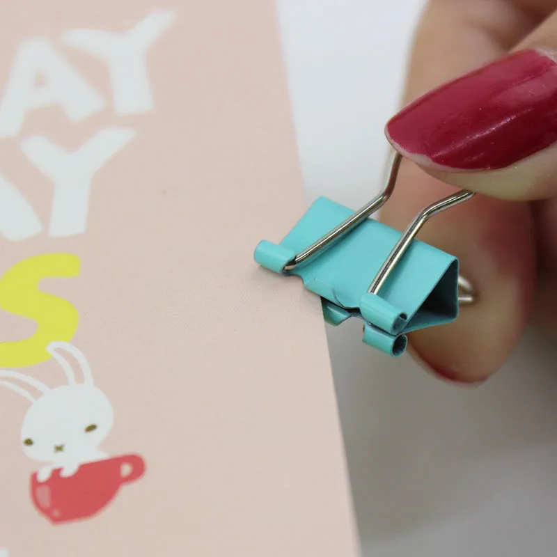 

60PCS/lot 15mm Colorful Metal Binder Clips Paper Clip Office Stationery Binding Supplies