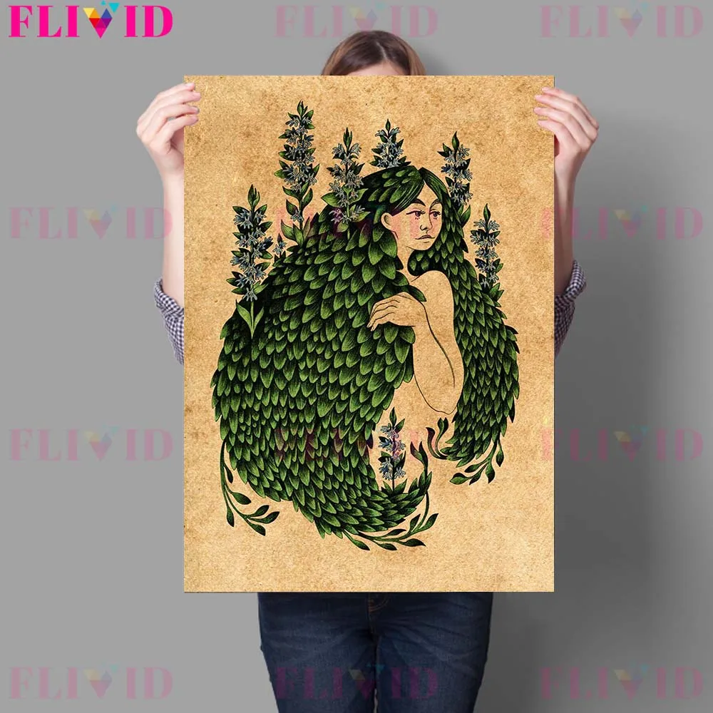 Весенняя девушка художественные принты растения Цветок и винтажная настенная