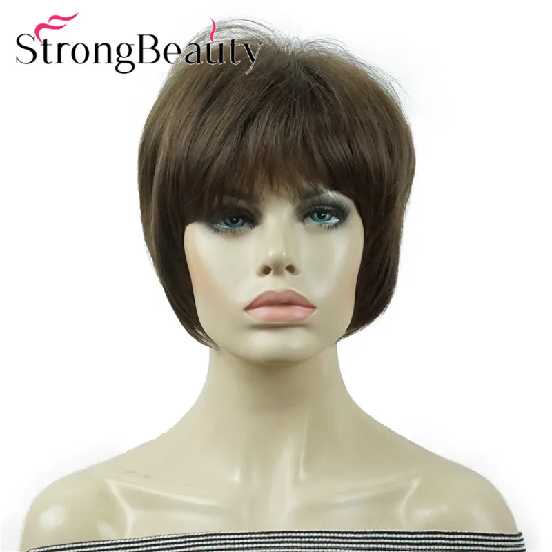 8 StrongBeauty короткие прямые парики мягкие волосы слоистые локоны Омбре блонд/Красный синтетический парик - Цвет: 8
