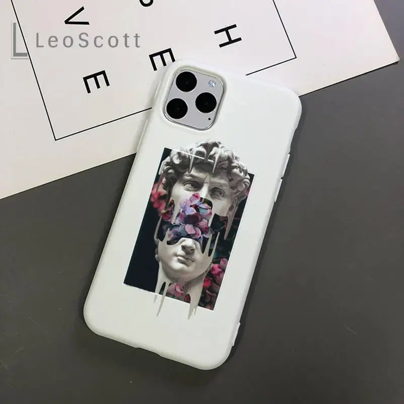 

Great Art Aesthetic David Mona Lisa Phone Case Candy Color for iPhone 11 12 mini pro XS MAX 8 7 6 6S Plus X 5S SE 2020 XR